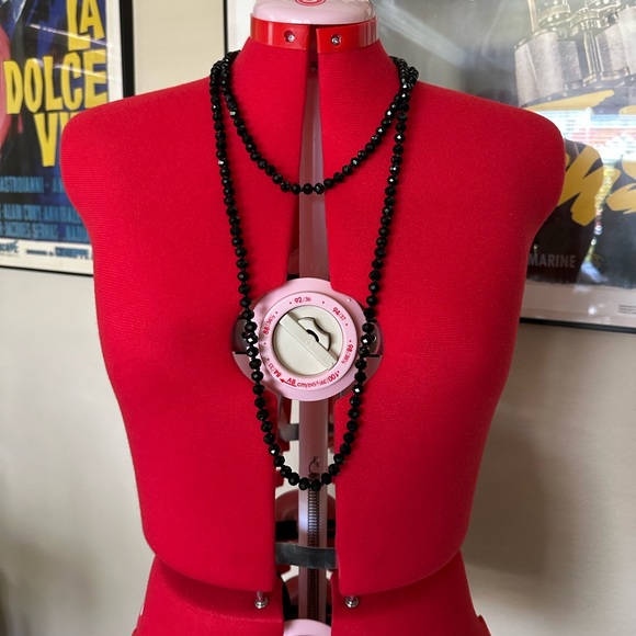 Hand Knotted Bead Necklace, Black 60” - Picture 2 of 6